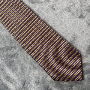 Fratelli Tie Mens One Size Purple Yellow Striped 100% Silk Made Italy‎ Handmade